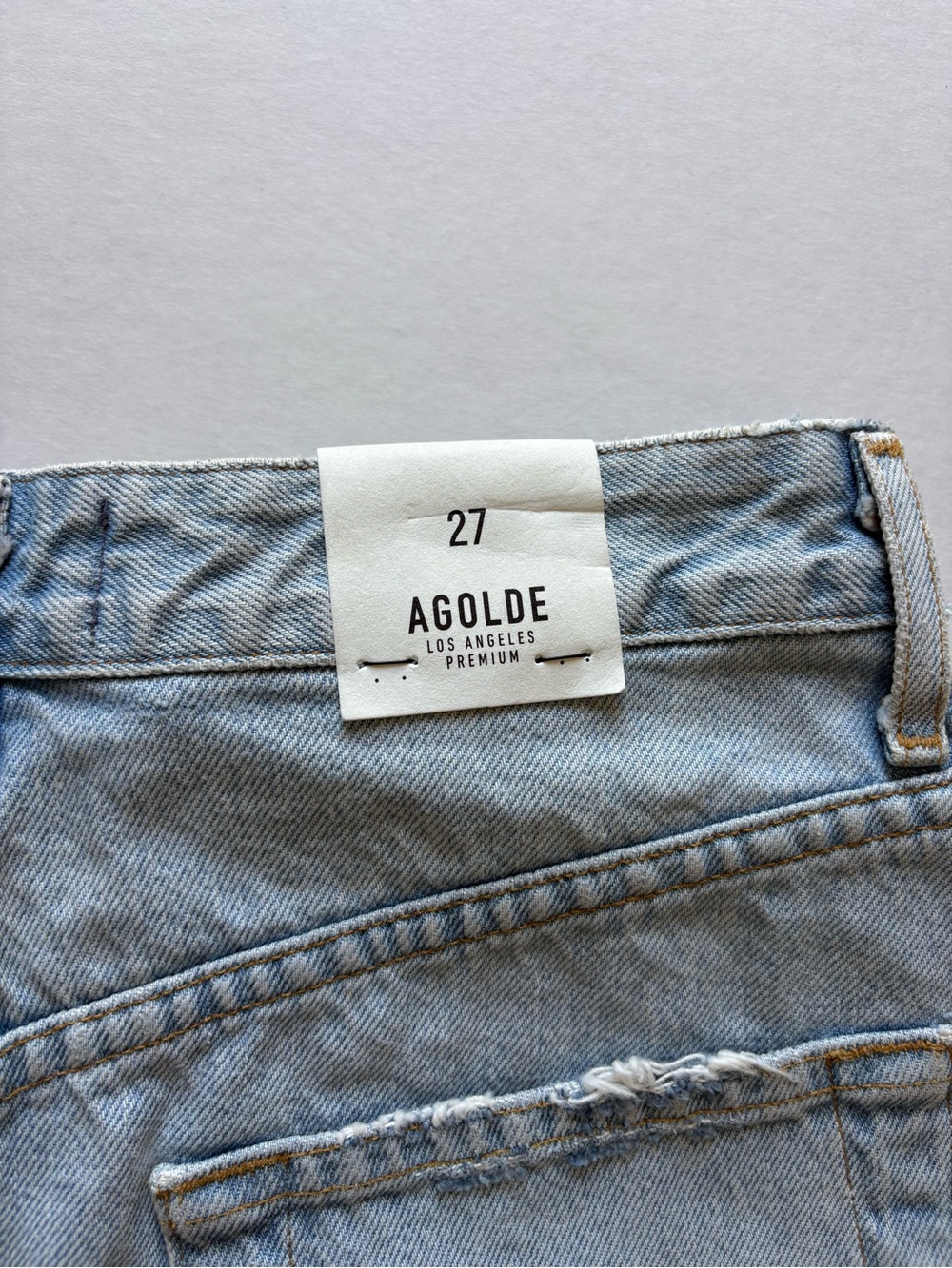 Agolde Criss Cross Light Wash Denim Skirt Womens 27 Unfinished Hem - Picture 6 of 10